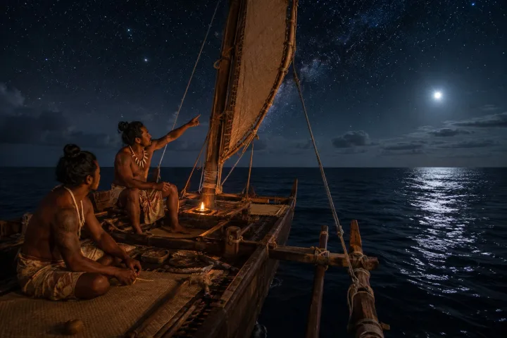 La Stella Polare bassa sull'orizzonte marino, osservata per la navigazione notturna antica